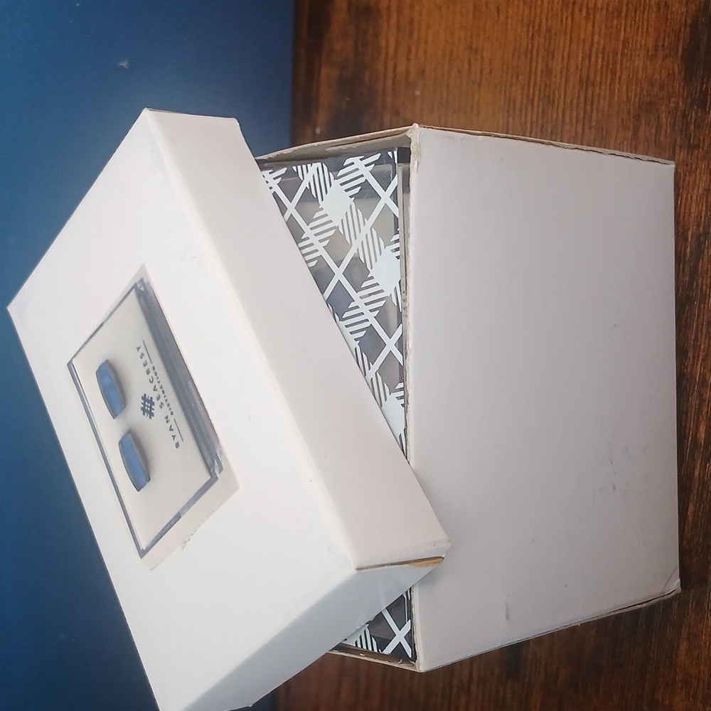 Clear Out Ryan Seacrest Distinction Silver Blue Geometric Cuff Links - Picture 7 of 7